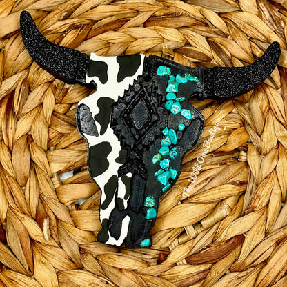 Cow Print Turquoise Bull Skull Car Freshie: Cowboy Britches