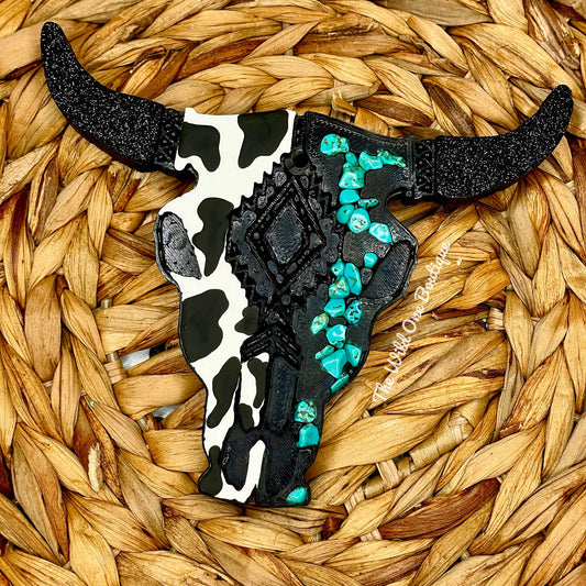 Cow Print Turquoise Bull Skull Car Freshie: Cowboy Britches