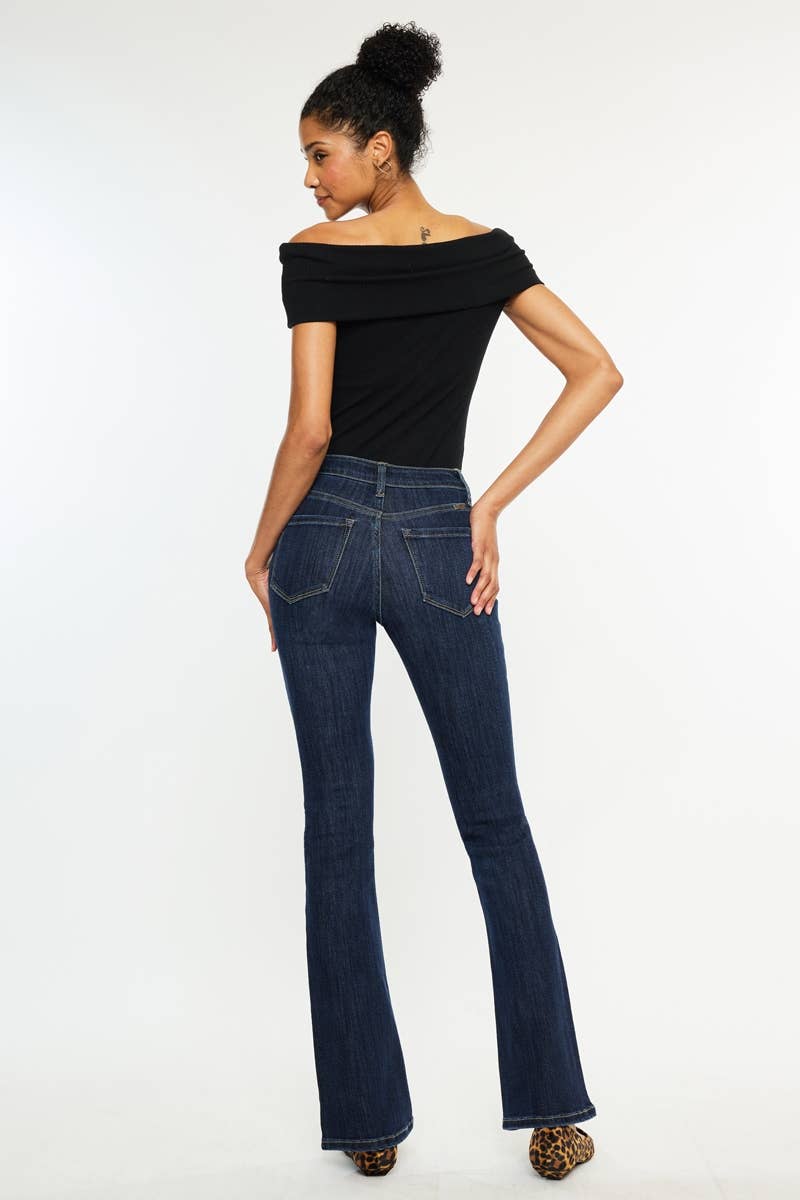 OPEN PACK HIGH RISE BOOTCUT JEANS-KC70005D: DARK