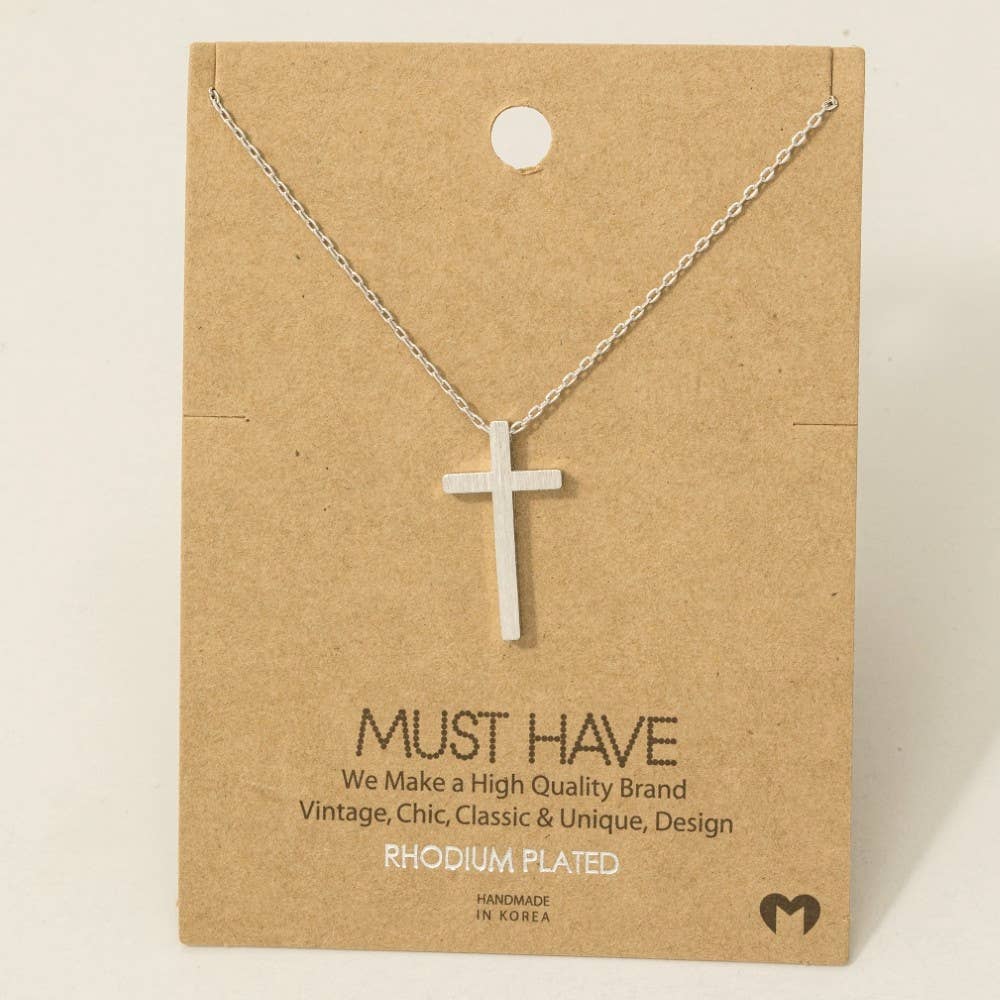 Gold Dipped Cross Pendant Necklace: S