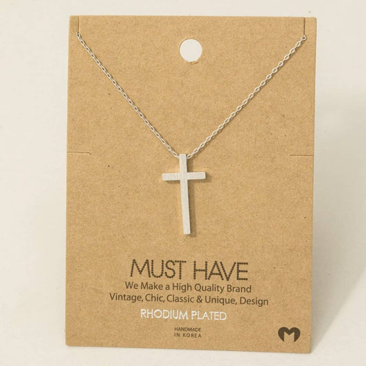 Gold Dipped Cross Pendant Necklace: S