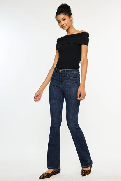 OPEN PACK HIGH RISE BOOTCUT JEANS-KC70005D: DARK