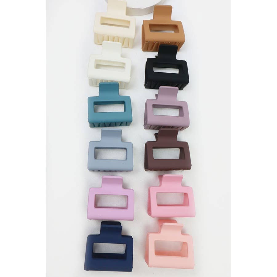 Matte Color Rectangle Medium Hair Clip: MIX COLOR