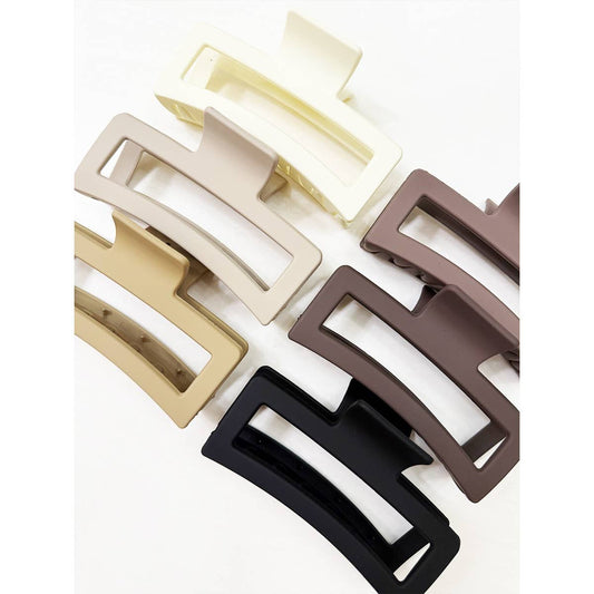 Matte Jumbo Cut Out Rectangle Hair Claw: MIX COLOR