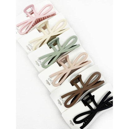 Soft Tone Jumbo Knotted Bow Hair Clip Claw: MIX COLOR