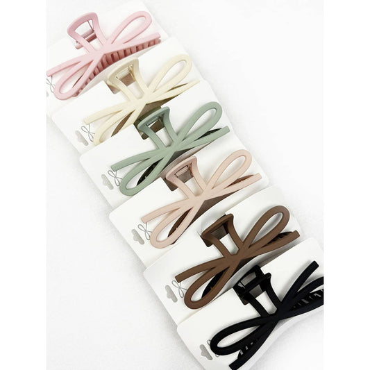 Soft Tone Jumbo Knotted Bow Hair Clip Claw: MIX COLOR