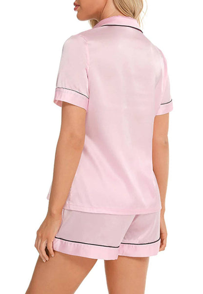 Basic Contrast Piping Lounge Set: Pink