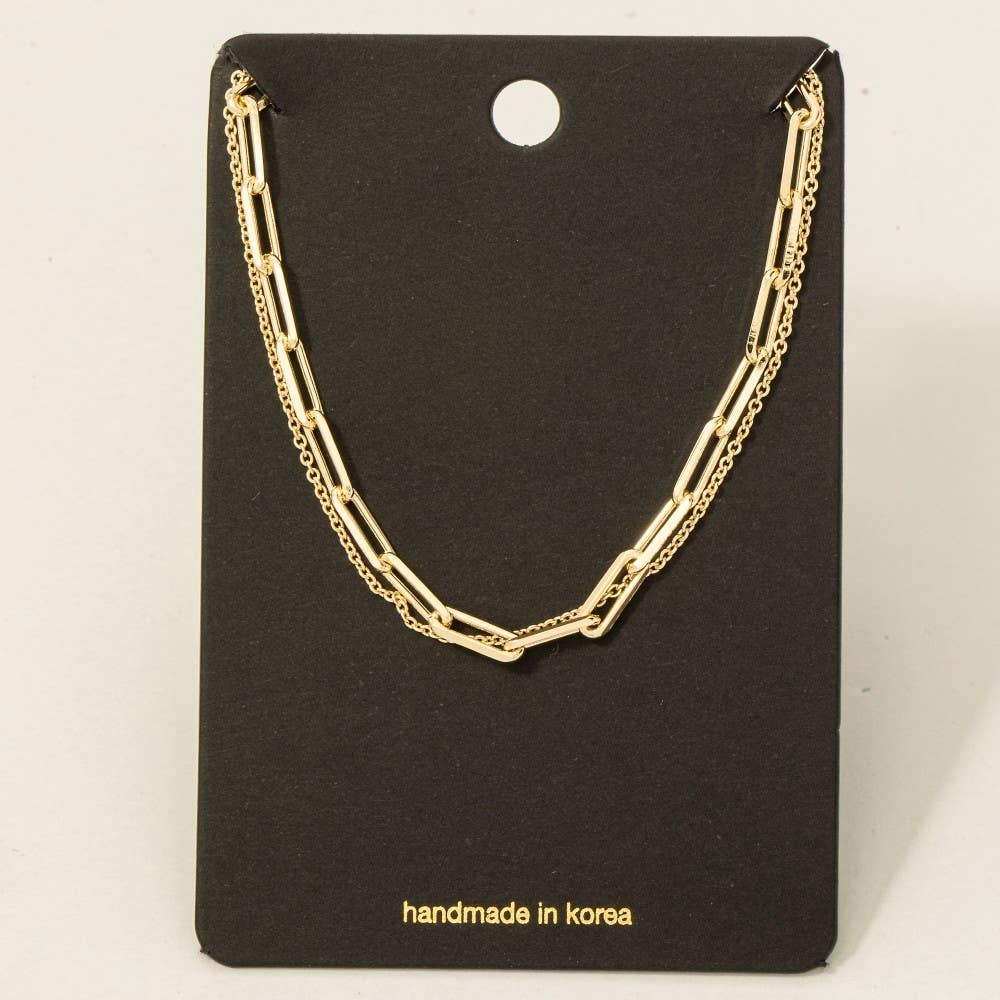 Double Chain Layered Necklace: G