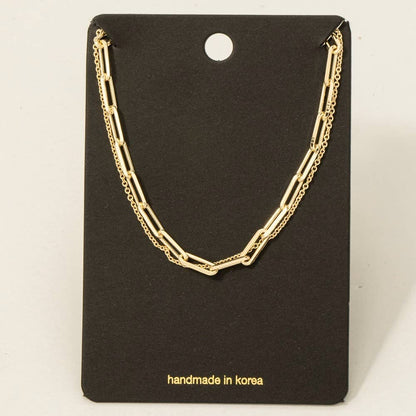 Double Chain Layered Necklace: G