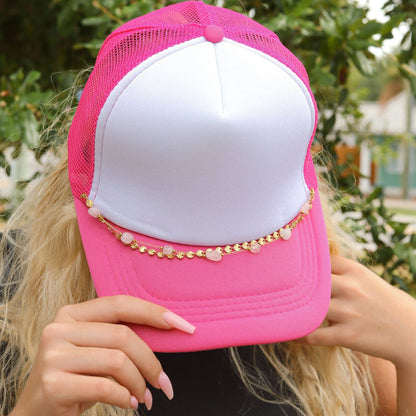 Trucker Hat Chain: Oval & Crystal Stone Layered Chain Set: gold