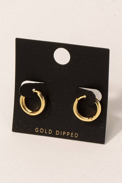Gold Dipped Mini Hoop Huggie Earrings: G
