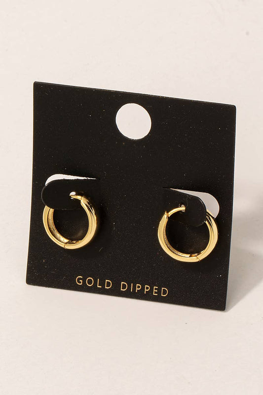 Gold Dipped Mini Hoop Huggie Earrings: G