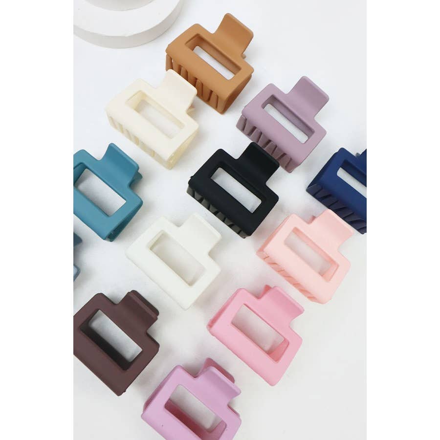 Matte Color Rectangle Medium Hair Clip: MIX COLOR