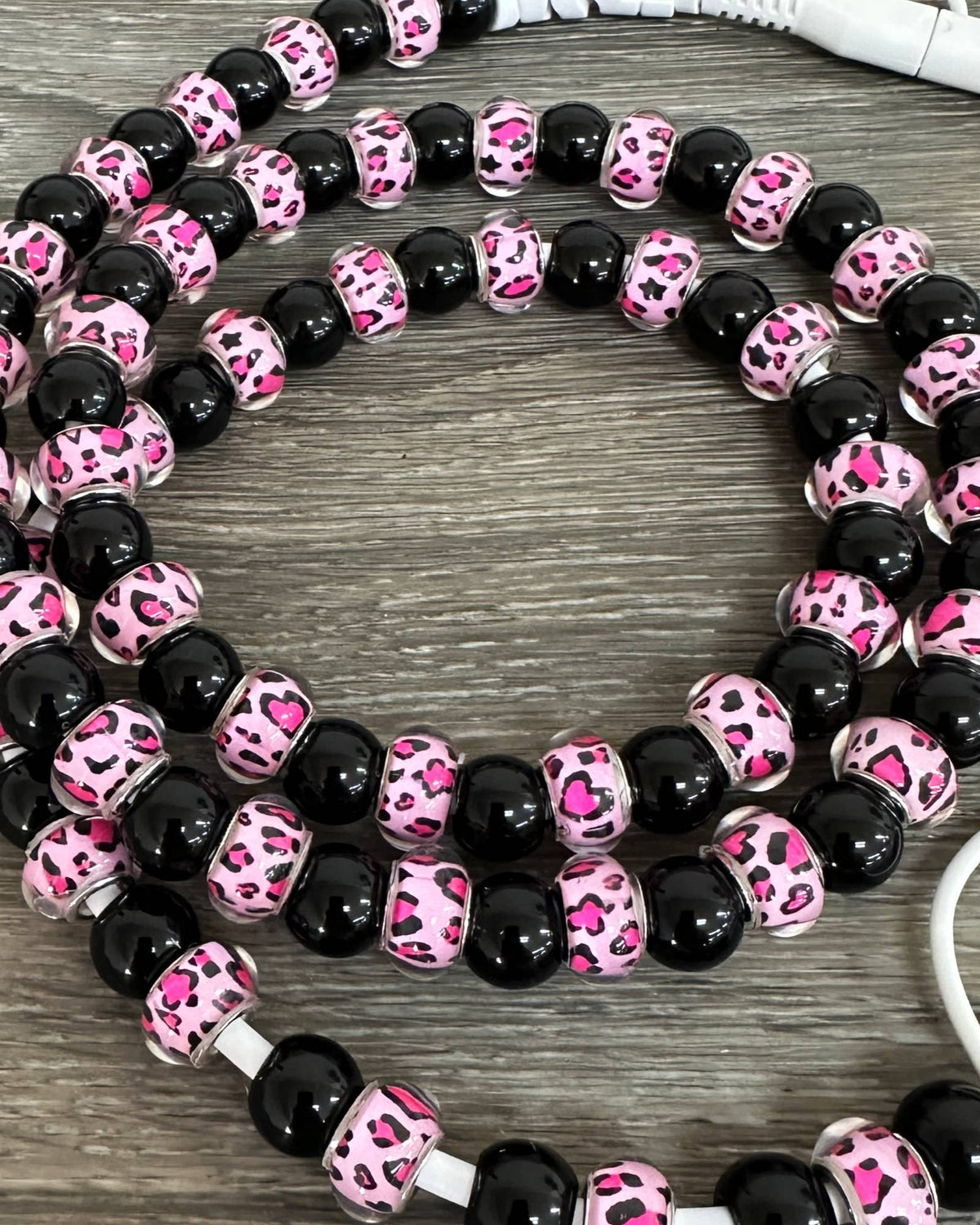 LEOPARD BEADED PHONE CHARGING CABLE 4-IN-1