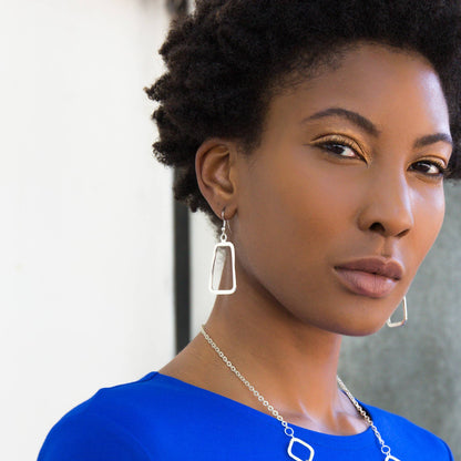 Silver Plated Earrings - Silver Trapezoid